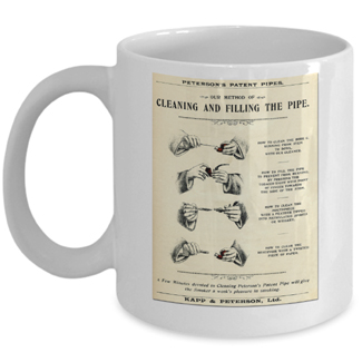 Vintage tobacco pipe cleaning and filling instructions coffee mug