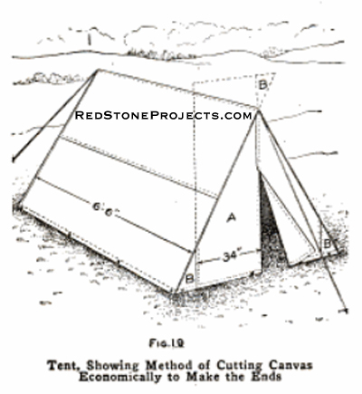Motorcycle camping trailer tent pattern with dimensions and sewing details.