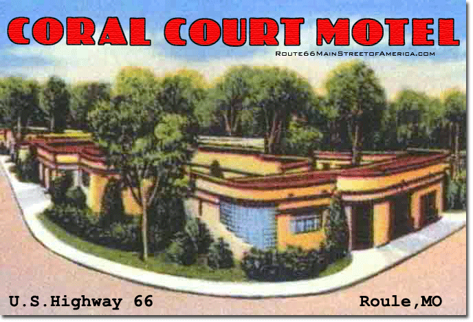 Coral Court Motel linen postcard with red deco lettering