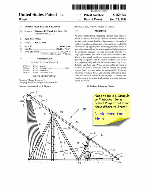 Untited States Patent for Bungee Powered Human Catapult