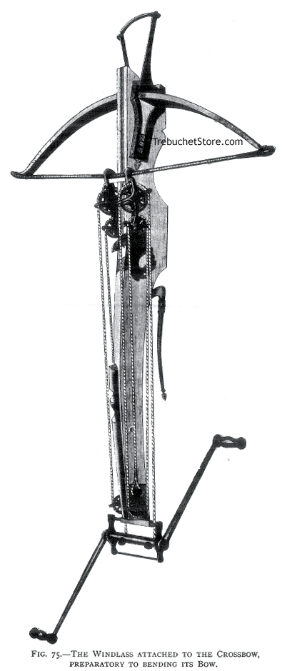 The Windlass Attached to the Crossbow, Preparatory to Bending the Bow.