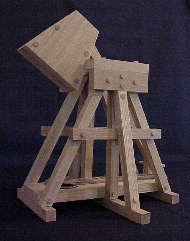 Side view of the Warwolf showing the trestle and counterpoise