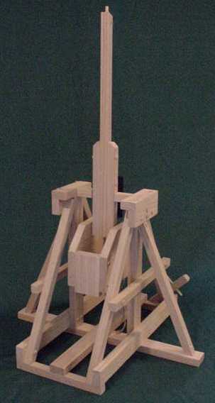 Front view of the Stirling trebuchet showing the counterweight cabinet