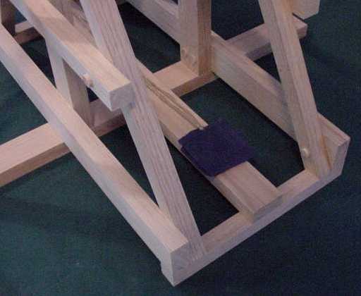 Front view of the Stirling Trebuchet showing the sling and guide chute