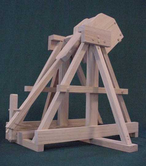 Side view of the Stirling Trebuchet in the cocked position