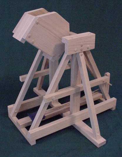 Left side view of the Stirling Trebuchet in the cocked position