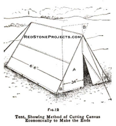 Motorcycle camping trailer tent pattern with dimensions and sewing details.