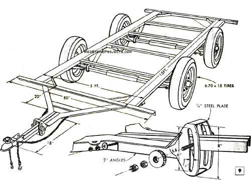 Dimensions and plans for a 15 foot camper trailer chassis.