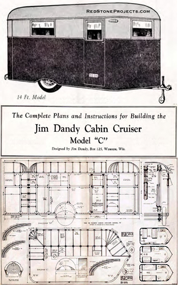 Cover of free plans to build a vintage 1935 Jim Dandy Cabin Cruiser Trailer