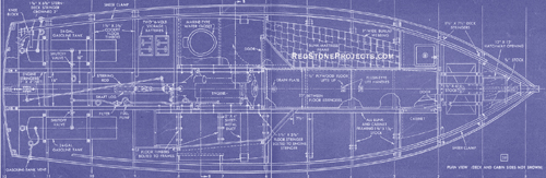 Figure 38. Blueprint showing the plan view of a home built 25 foot Sea Craft cabin cruiser.