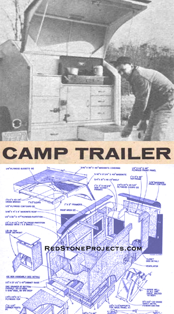 Cover of plans for building a vintage 1956 camp trailer.