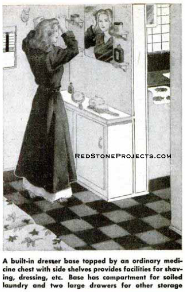 Illustration of a women using a travel trailer vanity.