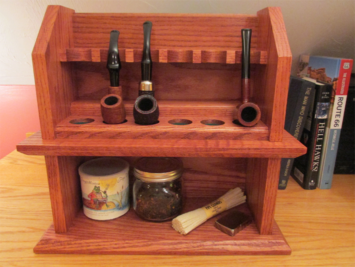 Front full view of an arts and crafts style Craftsman Cottage pipe rack