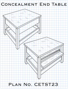 Plans to build a concealment end table with a hidden compartment and magnetic trap door release