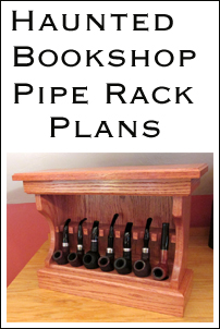 Photo of haunted bookshop pipe rack plans