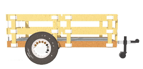 Illustration of a completed utility trailer built without welding
