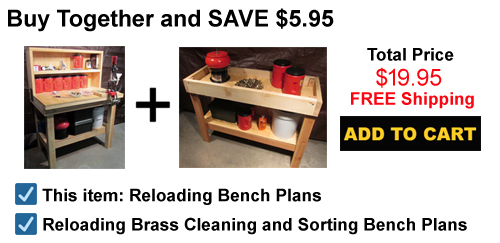 Picture of plans to build both an ammunition reloading and brass cleaning and sorting bench.