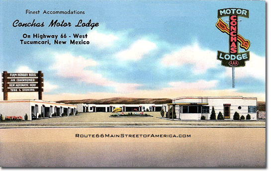 Conchas Motor Lodge Tucumcari, NM  ownerd and operated by Mr. and Mrs. B.H. Miller  linen postcard