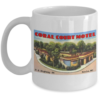 Route 66 Coral Court Motel linen post card mug