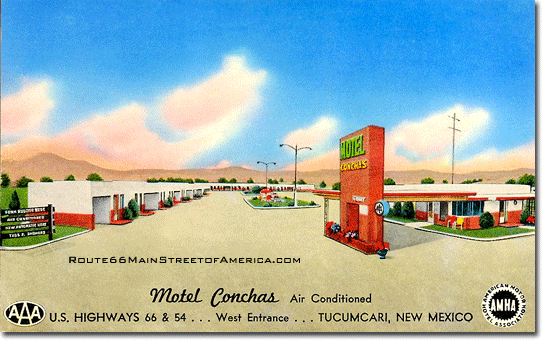Motel Conchas Tucumcari, NM air conditioned linen postcard