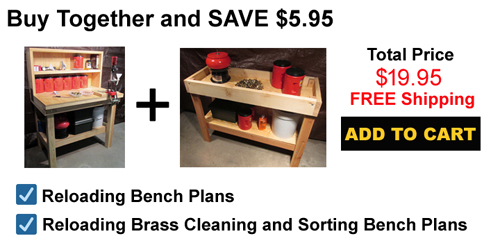 Picture of plans to build both an ammunition reloading and brass cleaning and sorting bench.