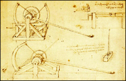 Leonardo's Spring Catapult from his notebook