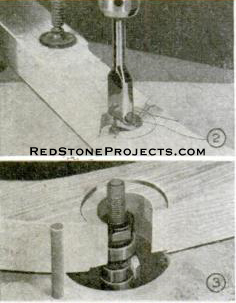 Drilling and shaping the recess for a crossbow string release mechanism.