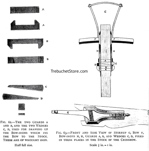 The Two Guards A and B, and the Wedges C, D, Used for Drawing Up the Bow Irons which Fix the Bow to the Crossbow Stock.