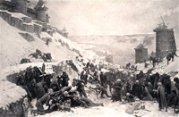 Winter Siege - Trebuchets atop siege towers