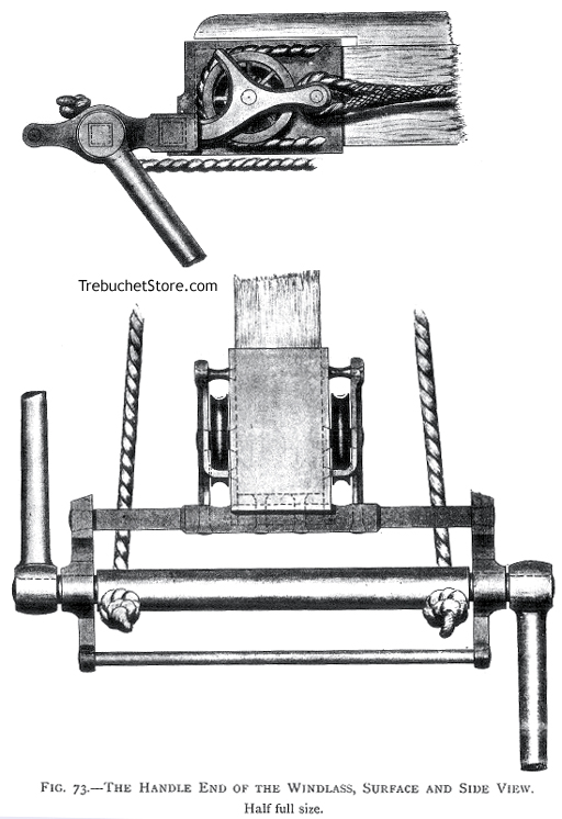 The Handle End of the Crossbow Windlass : Surface and Side View.