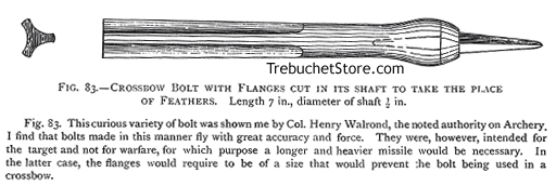 Crossbow Bolt with Flanges Cut in Its shaft to Take the Place of Feathers.