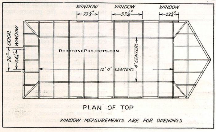 Plan view of top of house trailer