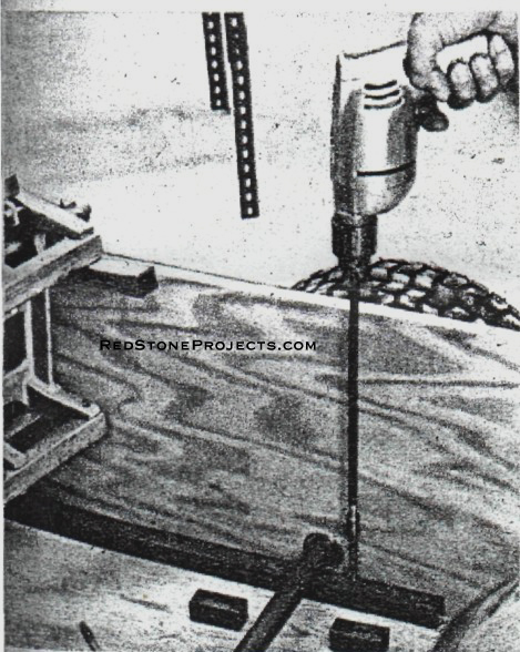 DRILL EXTENSION makes it easy to transfer from chassis to Marauder's Plywood body within 1/2-in. of vertical side.