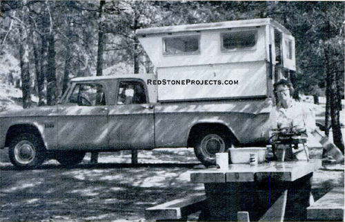 With the roof raised, facilities in the camper are readily available. Mom gets lunch.