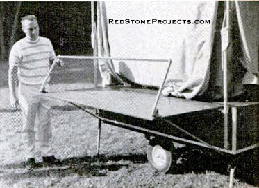 Pivot up tent supports at outer edge of flaps. Then snap tent to flaps and body. To fold the unit for travel, reverse the procedure.