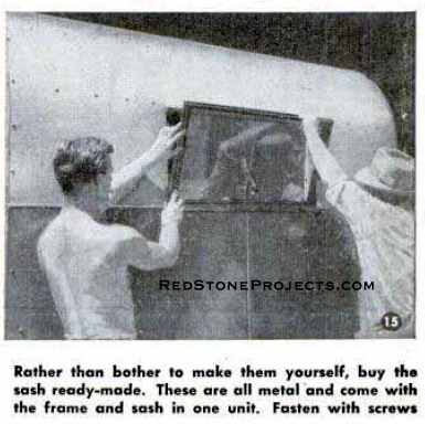 Installing a window in a vintage DIY travel trailer.