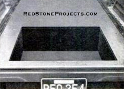 Pickup’s Flooring between the wheel wells is replaced with exterior grade plywood, which is screwed (not glued) to the sump box’s framework. This strengthens the box and keeps the interior dust free.