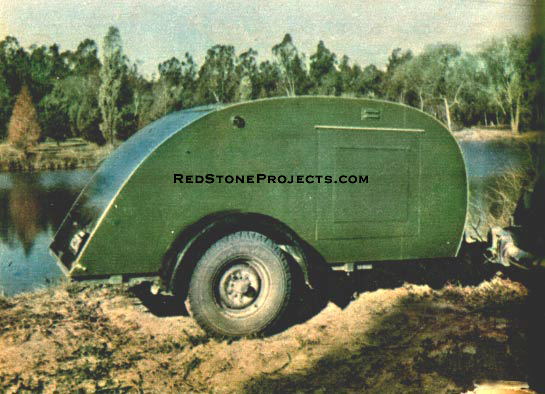 Original trailer designed by Howard Warren of Riverside, Calif. has traveled thousands of miles.