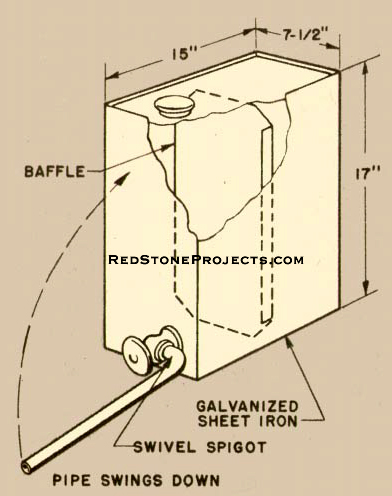 Detailed plan for vintage travel trailer water tank.