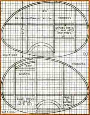 Scale pattern for the sidewall framing members of a compact teardrop trailer.