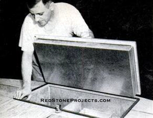 Weather stripping provides a seal for ice-box cover.