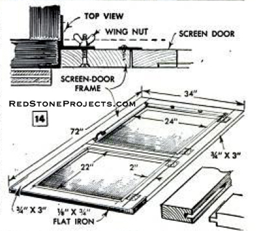 Tent trailer sreen door dimensions and construction.