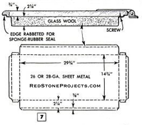 Ice chest lid dimensions and construction details.