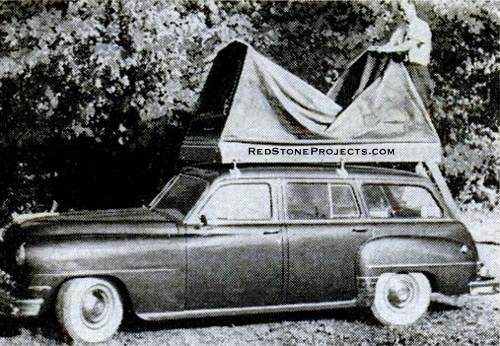 After car has been parked, remove cover and raise folding frames, or bows. Insert the lugs at the ends of the expansion bar in the elongated holes in frame.
