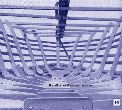 Figure 14. Interior of the cabin cruiser assembled frames looking forward.