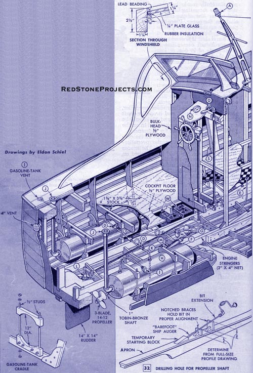Figure 32. Drilling the hole for propeller shaft.