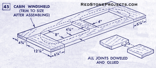 Figure 45. Shows the construction and dimensions of the cabin windshield.