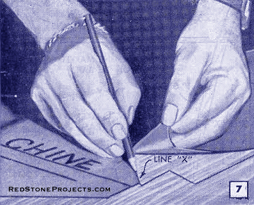 Figure 7. Marking the ends of the cabin cruiser ribs.