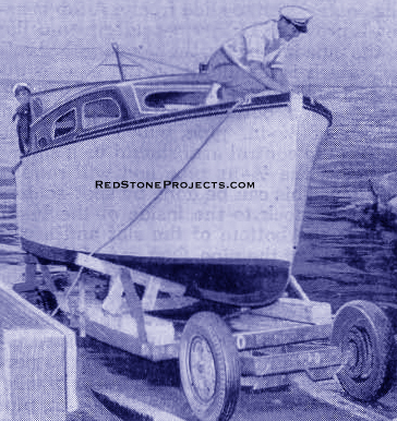 Launching the the completed Sea Craft cabin cruiser.