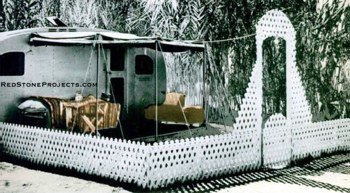 Decorative fence added to appearance of camp at Palm Springs Calif.